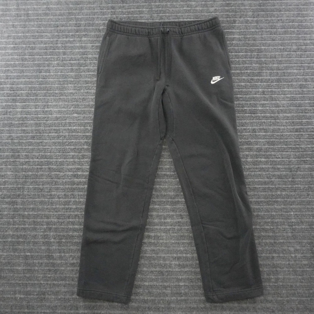 Nike Sweatpants Mens L Black Fleece Open Hem Joggers Logo
